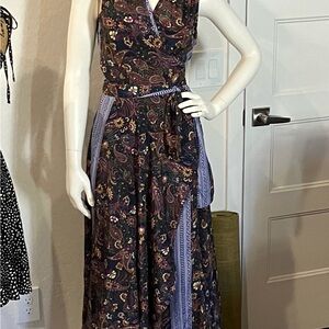 Advance Apparels Purple and Black Paisley Maxi Dress